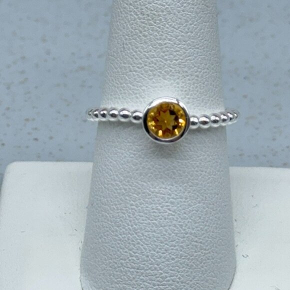 Sevilla Sterling Silver Ring 0.42ct Citrine Faceted Gemstone Beaded Detail 7.75 - Picture 4 of 8